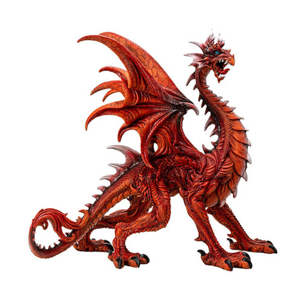 Red Dragon Sculpture Shadow-fire Sentinel fierce statue wings artwork